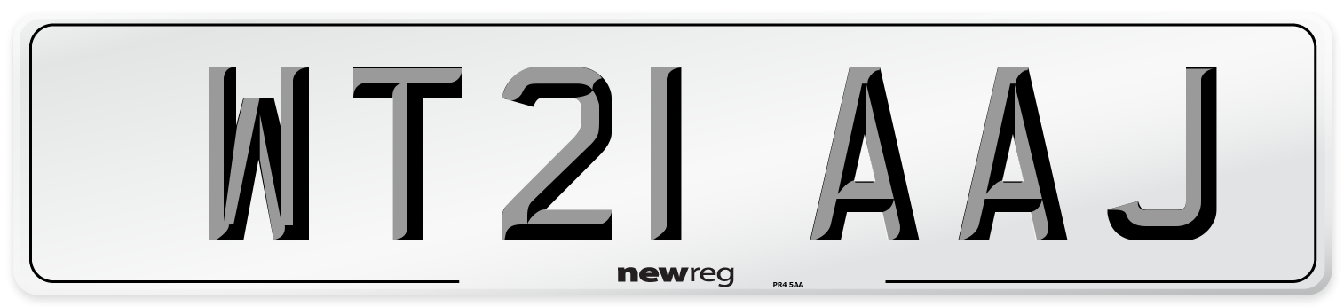 WT21 AAJ Number Plate from New Reg